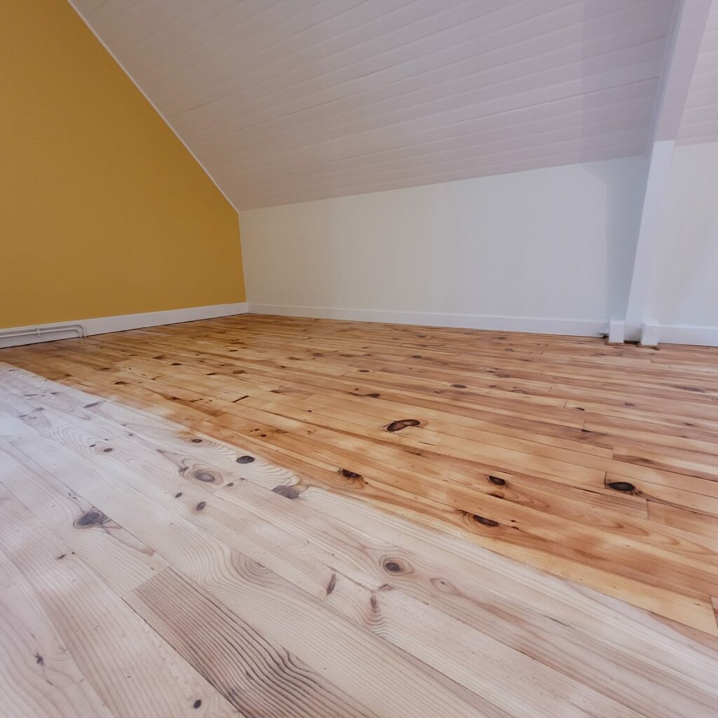 Parquet poncé et vitrifié à Lavannes par Atelier Nuance